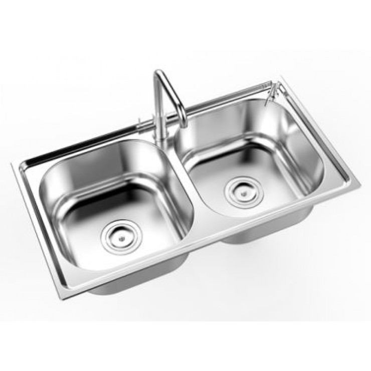 Bồn Rửa Chén S76S Sơn Hà - Bồn Inox 750X410 2 Hộc - Tuấn Đức