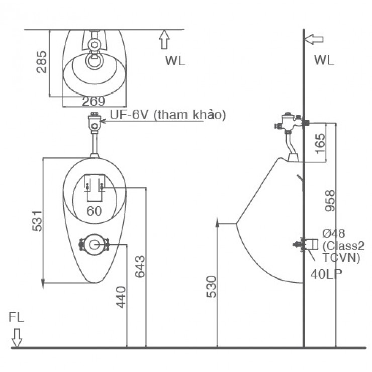 Bồn Tiểu Nam Inax U-117V U117V U 117 V