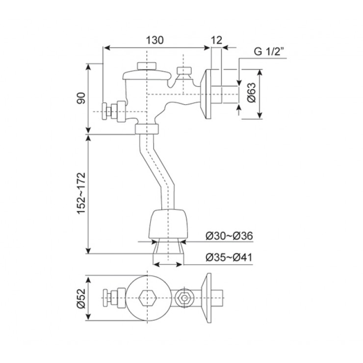 Van Xả Nhấn Bồn Tiểu American Standard WF-9802 Van Xả Tiểu