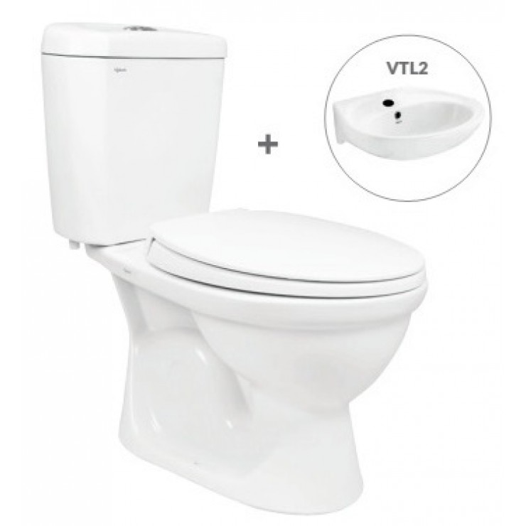 Bàn Cầu 2 Khối Viglacera VI88 Nắp Êm Kèm VTL2