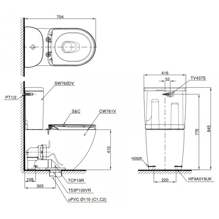 Bàn Cầu TOTO CS761DW8 Nắp Điện Tử Washlet