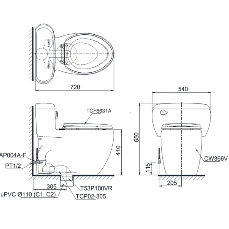 Bàn Cầu Điện Tử TOTO MS366W7 Nắp Rửa Washlet