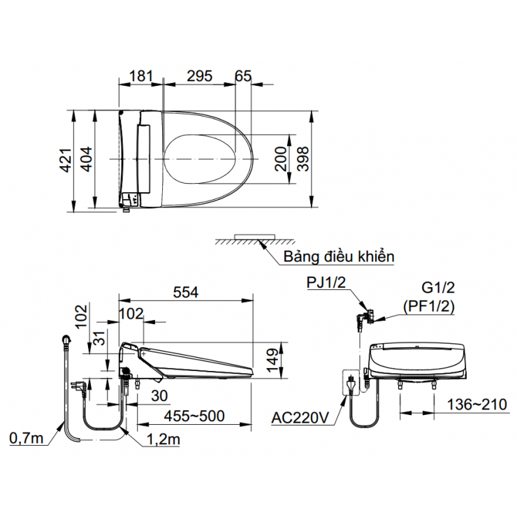 Nắp Điện Tử INAX CW-KA22AVN Bảng Điều Khiển Từ Xa Bồn Cầu Điện Tử INAX