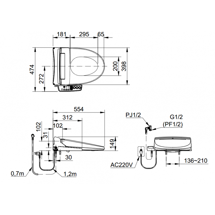 Nắp Điện Tử INAX CW-KB22AVN Shower Toilet Bồn Cầu Điện Tử INAX