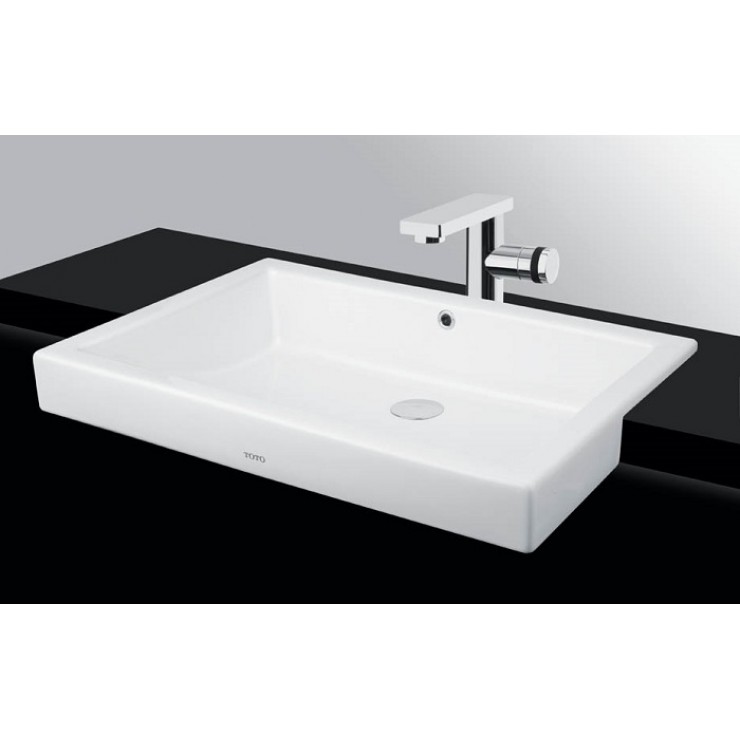 Chậu rửa mặt lavabo TOTO LW646JW/F#W bán âm bàn đá chữ nhật 600x400mm -  Tuấn Đức