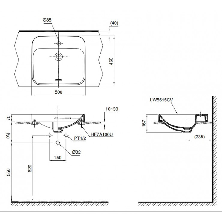 Chậu Rửa Lavabo TOTO LT5615C Đặt Bàn Chậu Rửa Lavabo