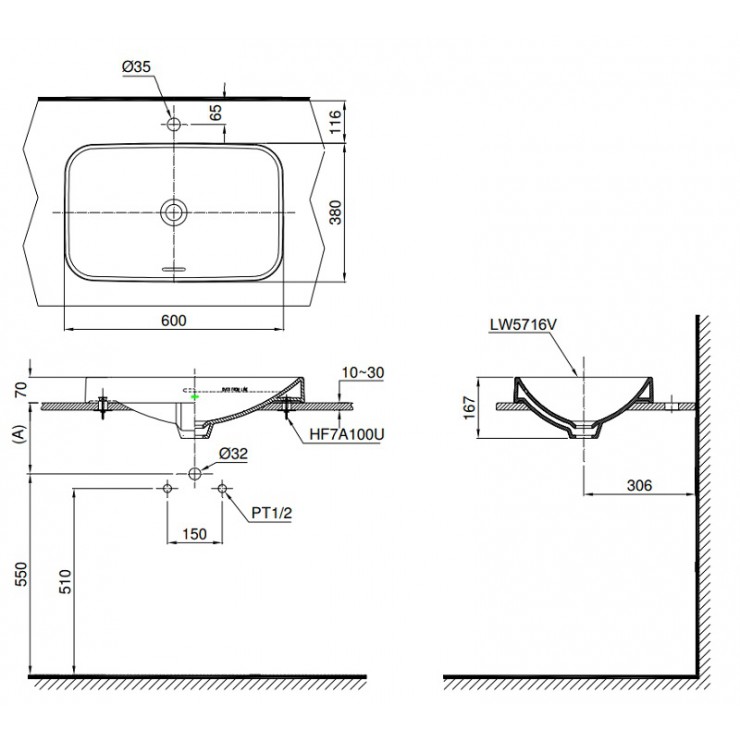 Chậu Rửa Lavabo TOTO LT5716 Đặt Bàn Chậu Rửa Lavabo