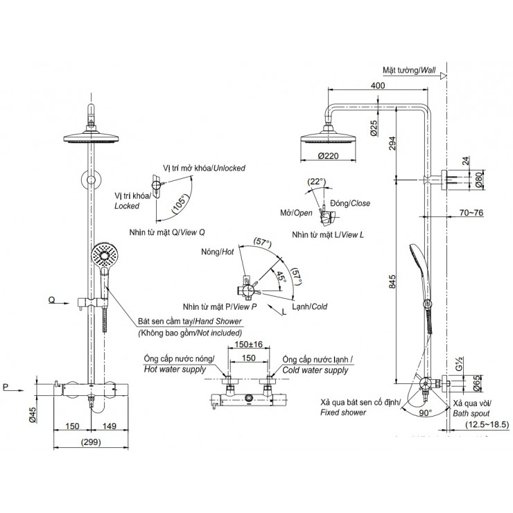 [CLC] Vòi Sen Cây TOTO TBW01302B Nóng Lạnh - Tuấn Đức