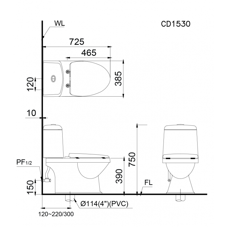 Bàn Cầu Nắp Rửa Cơ CAESAR CD1530/TAF050