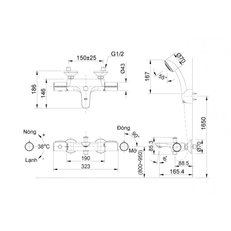 Vòi Sen Tắm Inax BFV-3413T-4C BFV3413T4C BFV3413T-4C