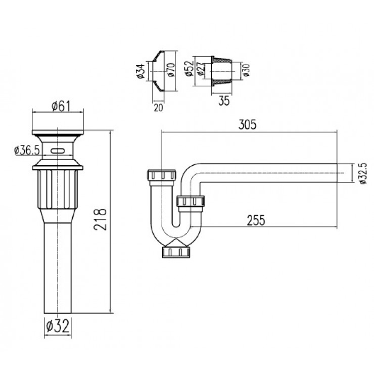 Bộ Xả Lavabo INAX A-325PS Nhựa Phụ Kiện Vòi Chậu