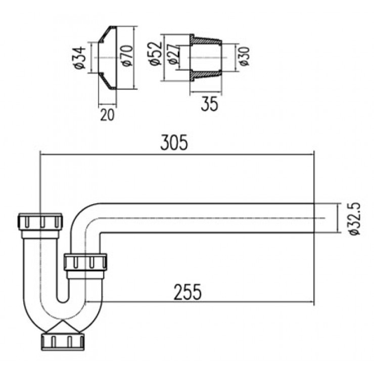 Co Chữ P INAX A-325PL Nhựa Phụ Kiện Vòi Chậu