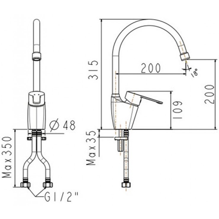 Vòi Bếp American Standard WF-5623 Seva Nóng Lạnh Vòi Rửa Chén