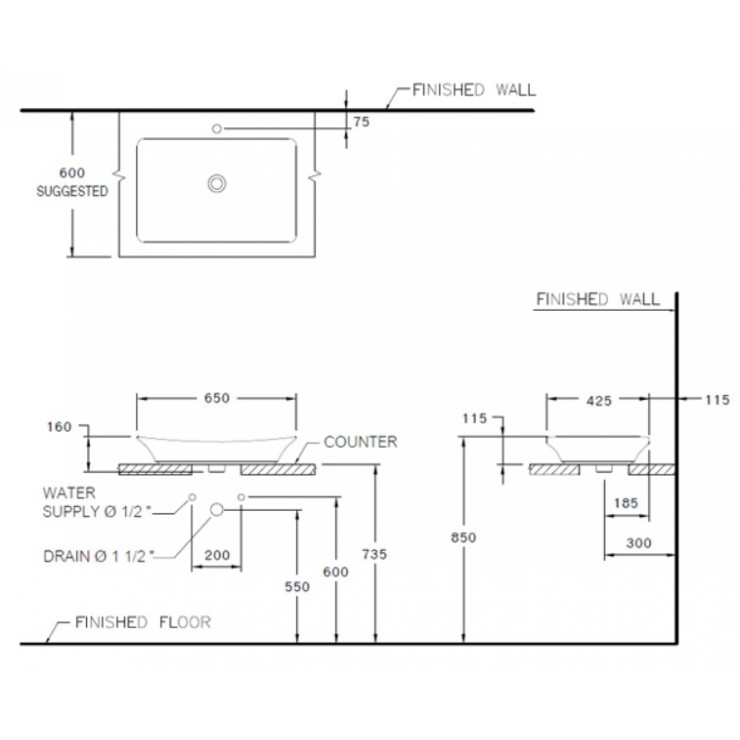 Chậu Lavabo COTTO C0911(MBK) Đặt Bàn Thantara Màu Đen