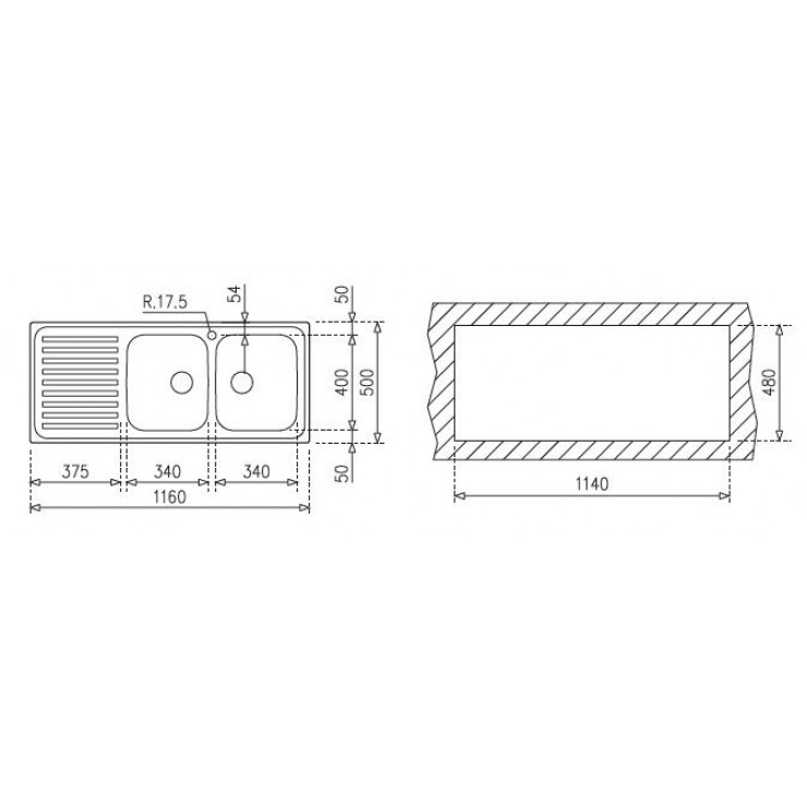 Bồn Rửa Chén Teka Classic 1160.500 2B.1D 10119023 AISI 304