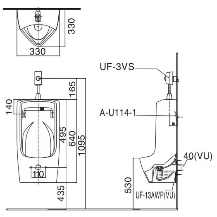 Bồn Tiểu Nam Inax AU-431VR AU431VR AU 431 VR