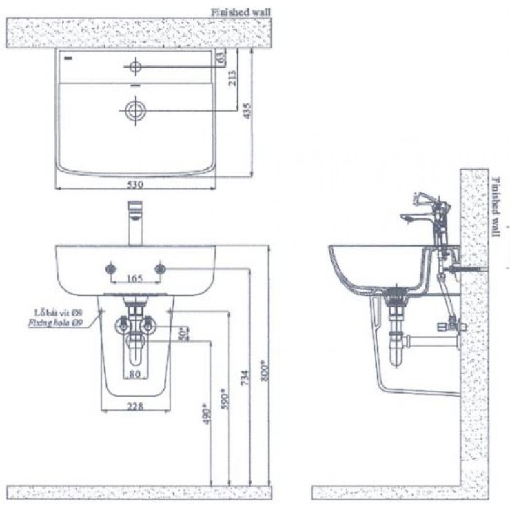 Lavabo Inax L-312V/L-298VC Treo Tường Chân Ngắn Chậu Rửa Lavabo