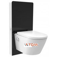 Bồn Cầu Điện Tử Viglacera Platinum P.16.320 Treo Tường Kính Đen