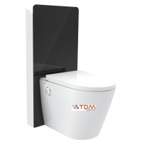 Bồn Cầu Điện Tử Viglacera Platinum P.16.321 Đặt Sàn Kính Đen