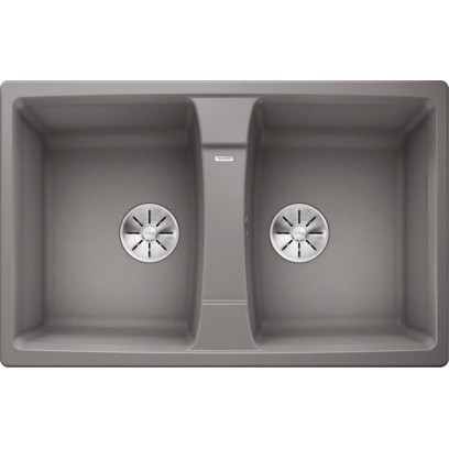 Chậu Bếp Đá Blanco LEXA 8 - 524962 (Alumetallic) Hai Hộc Màu Xám