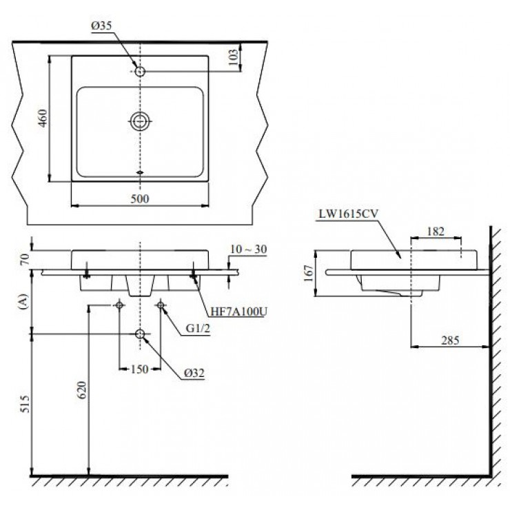 Chậu rửa mặt lavabo TOTO LT1615C đặt bàn đá 1 lỗ - Tuấn Đức