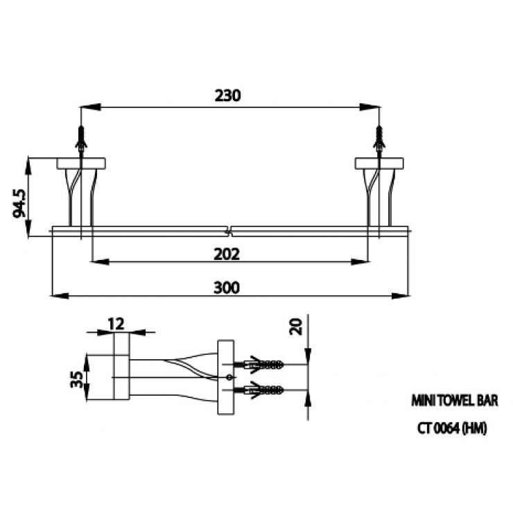 Thanh Treo Khăn Cotto CT0064#BL(HM) Màu Đen - Tuấn Đức