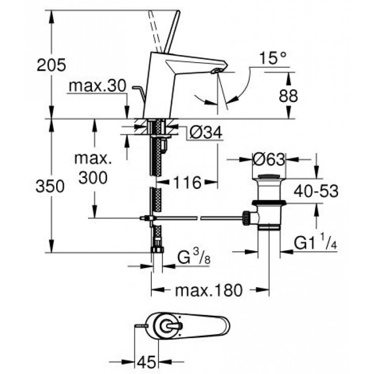 Vòi Chậu Grohe EUD Joystick OHM 23427000 Nóng Lạnh
