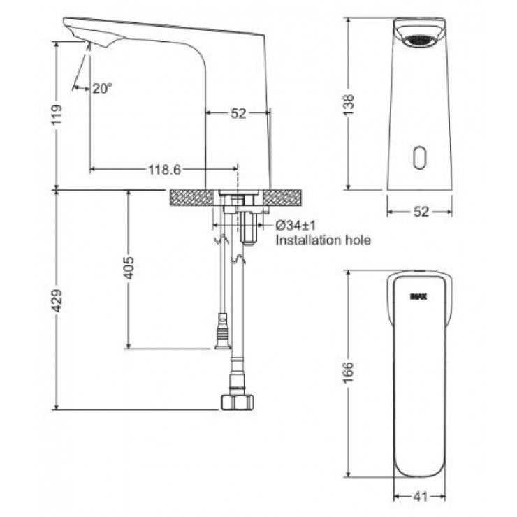 Vòi Cảm Ứng Inax AMV-91K Nóng Lạnh Dùng điện 220v Vòi Rửa Cảm Ứng