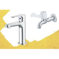Combo Vòi Lavabo Và Vòi Gắn Tường Caesar B060C + W027C