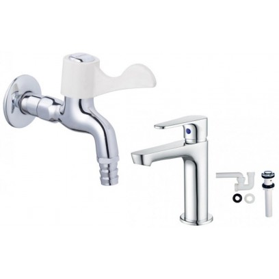 Combo Vòi Lavabo Và Vòi Gắn Tường Caesar B060CU + WP027C