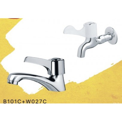 Combo Vòi Lavabo Và Vòi Gắn Tường Caesar B101C + W027C