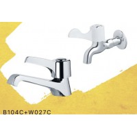 Combo Vòi Lavabo Và Vòi Gắn Tường Caesar B104C + W027C