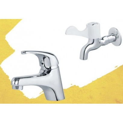 Combo Vòi Lavabo Và Vòi Gắn Tường Caesar B109C + W027C