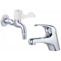 Combo Vòi Lavabo Và Vòi Gắn Tường Caesar B109CU + WP027C