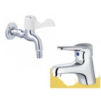 Combo Vòi Lavabo Và Vòi Gắn Tường Caesar B111C + WP027C