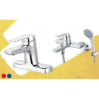 Combo Caesar B202CU + S203C Vòi Chậu Sen Tắm Nóng Lạnh
