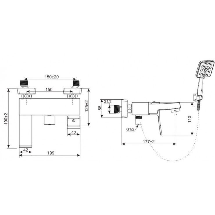 Vòi sen tắm Inax BFV-403S nóng lạnh kèm tay sen vuông - Tuấn Đức