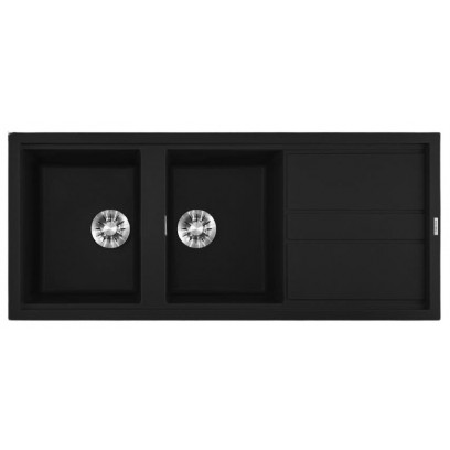 Chậu rửa chén bát Malloca NERO K-50040 đá Granite màu đen 2 hộc 1 cánh