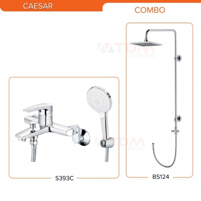 Bộ Vòi Sen Cây Caesar BS124+S393C Nóng Lạnh - Tuấn Đức