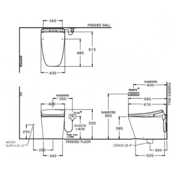 Bồn Cầu Thông Minh COTTO C10207 VERZO