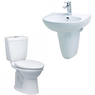 Combo Caesar A3 CT1325 + L2152 + P2443 Bồn Cầu 2 Khối Và Lavabo Treo Tường