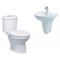 Combo Caesar C3 CT1338 + L2152 + P2443 Bồn Cầu 2 Khối Và Lavabo Treo Tường