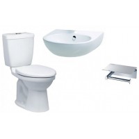 Combo Caesar A5 CT1325 + L2152 + ST804V Bồn Cầu 2 Khối Lavabo Treo Tường Móc GIấy