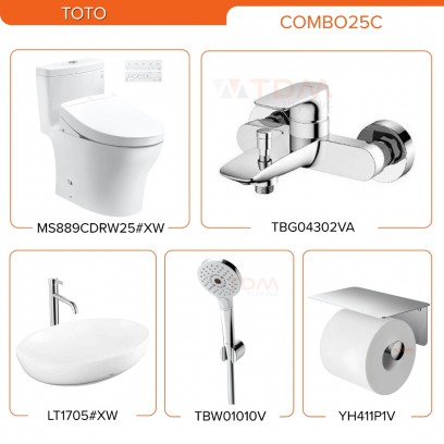 TOTO COMBO25C: MS889CDRW25#XW, LT1705#XW, TBG04302VA, TBW01010V, YH411P1V