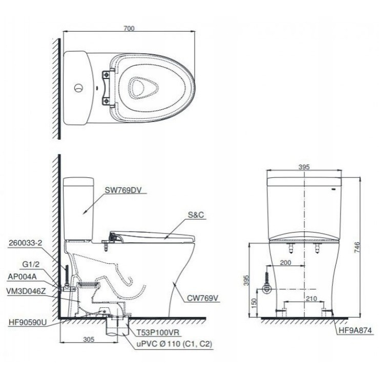 Bồn Cầu Điện Tử TOTO CS769DRW14 CS769D W14 CS769