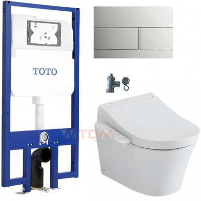 Bồn Cầu TOTO CW553C#XW/TCF33370GAA#NW1/WH172AT/TCA465/MB171M#SS Treo Tường Giấu Dây 