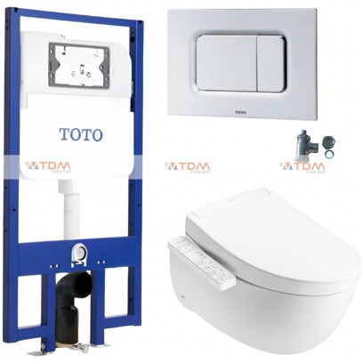Bồn Cầu TOTO CW812REA#W/TCF33461GAA#NW1/WH172AT/TCA465/MB170P#SS Treo Tường Giấu Dây 