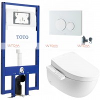 Bồn Cầu TOTO CW812REA/TCF33461GAA/WH172AT/TCA465/MB176G#WH Nắp Điện Tử Treo Tường