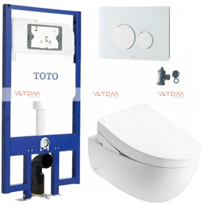 Bồn Cầu TOTO CW812REA/TCF34461GAA/WH172AT/TCA465/MB176G#WH Nắp Điện Tử Treo Tường