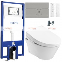 Bồn Cầu TOTO CW822REA/TCF34461GAA/WH172AT/TCA465/MB175M#SS Nắp Điện Tử Treo Tường